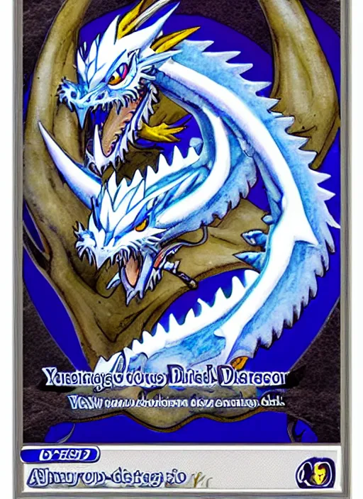 Image similar to blue eyes white dragon card from yu - gi - oh, high detail