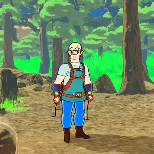 Image similar to Hank Hill in The Legend of Zelda Breath of the Wild