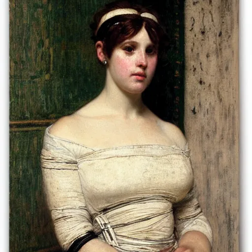 Image similar to a portrait of a female android by sir lawrence alma - tadema