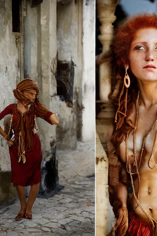 Image similar to Beautiful 19th Century Barbary Coast pirate female models with Ginger hair and Golden hooped earrings photography by Steve McCurry