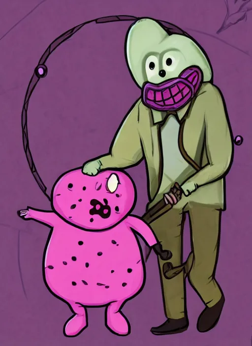 Image similar to Mr Blobby as a Dead by Daylight killer, character portrait