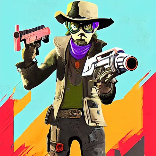 Prompt: Splatoon Inklings in the style of Red Dead Redemption 2, cell shaded game box cover