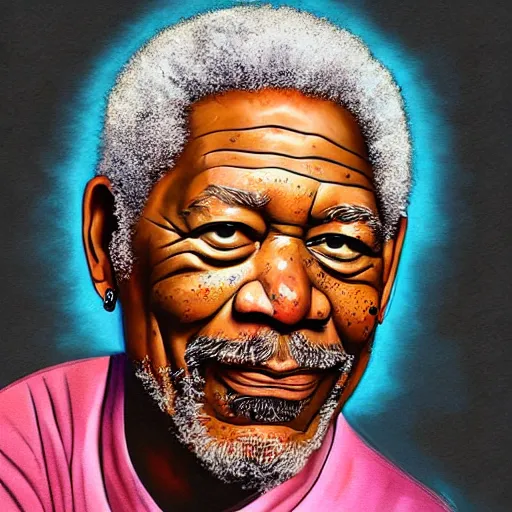 Image similar to An illustration of Morgan Freeman in the style of MeatCanyon, Face Portrait, hyper detailed, deviantart,