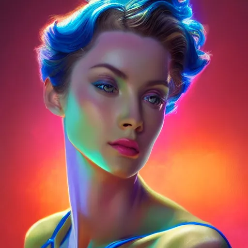 Prompt: Beautiful Professional Model in a Dream Neon Suit, detailed, centered, digital painting, artstation, concept art, donato giancola, Joseph Christian Leyendecker, WLOP, Boris Vallejo, Breathtaking, 8k resolution, extremely detailed, beautiful, establishing shot, artistic, hyperrealistic, beautiful face, octane render, cinematic lighting, dramatic lighting, masterpiece