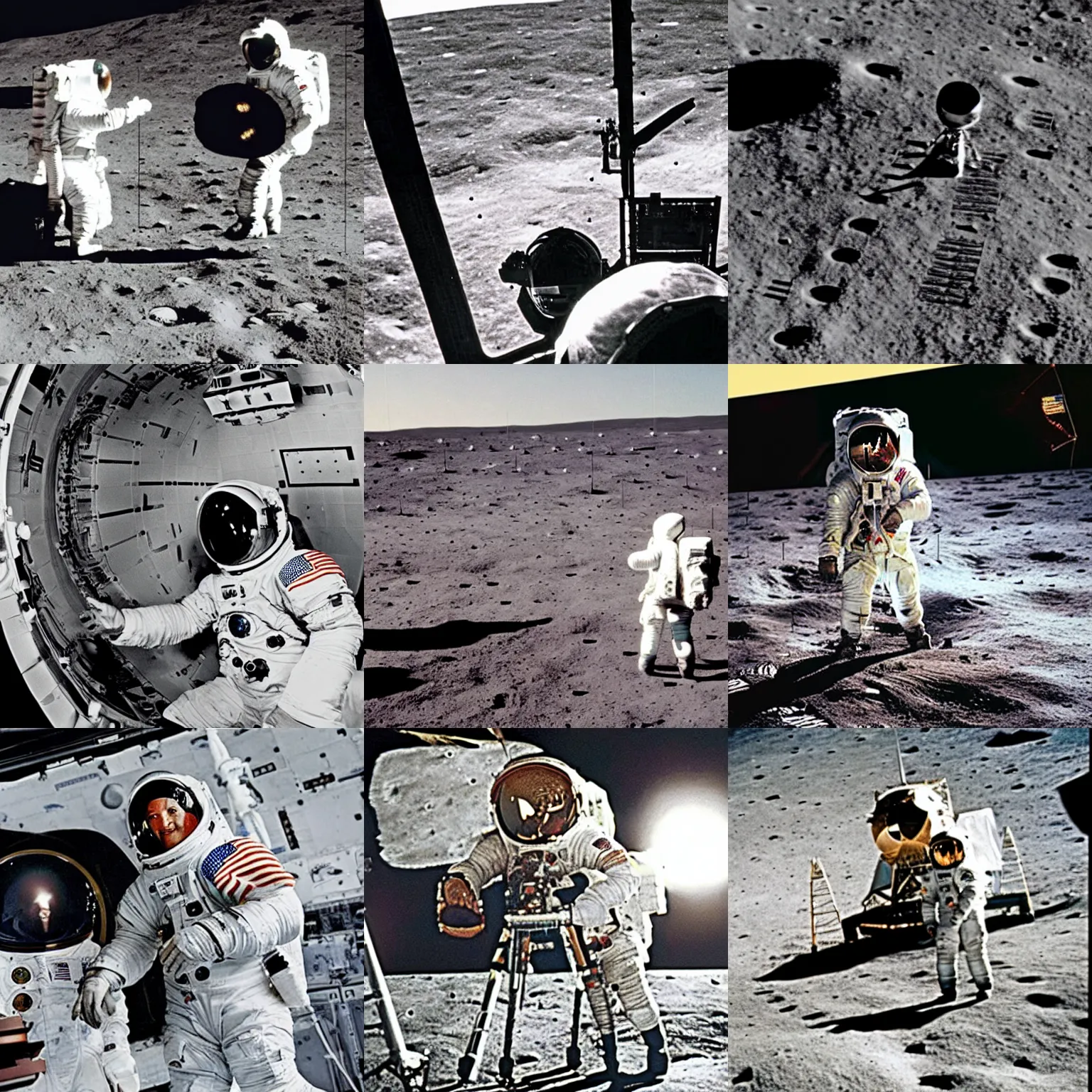 Prompt: behind the scenes footage of apollo 1 1 moon landing ( 1 9 6 9 )