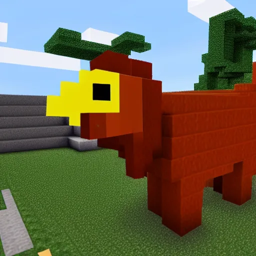 Prompt: a giant minecraft chicken. - 9