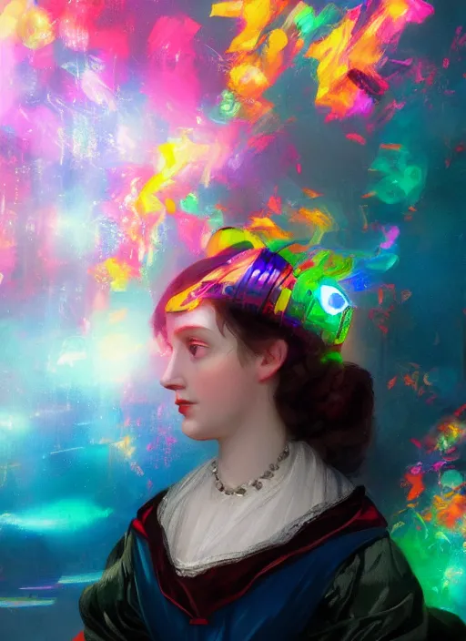 Prompt: Ada Lovelace, full of colour, cinematic lighting, trending on artstation, 4k, hyperrealistic, focused, extreme details, cinematic, masterpiece