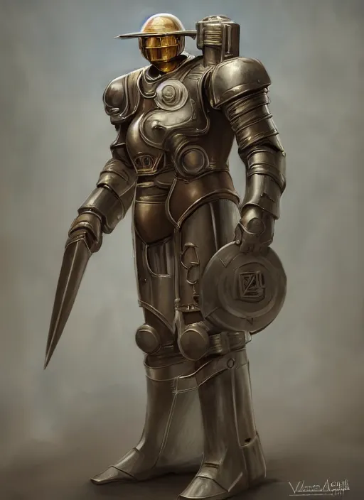 Prompt: warforged cleric, fullmetal alchemist, Ivan Aivakovsky, Boris Vallejo, epic fantasy character art, D&D Concept Art, full length, Realistic, Regal, Refined, Detailed Digital Art, Oil Paining, Exquisite detail, post-processing, masterpiece, Cinematic Lighting, Unreal Engine, 8k, HD