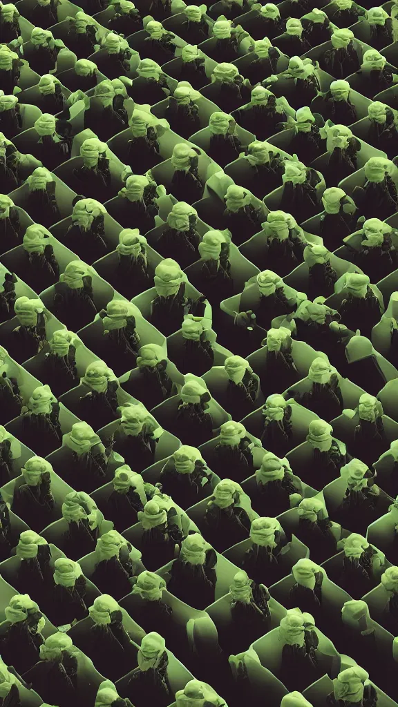 Image similar to army of Obama clones the size of the Hulk by Beeple, Studio lighting, shallow depth of field. Professional photography, lights, colors,4K