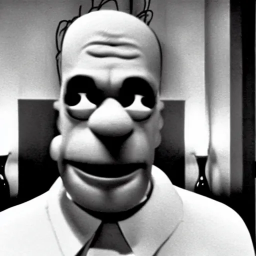 Image similar to A still of homer simpson in Psycho (1960)