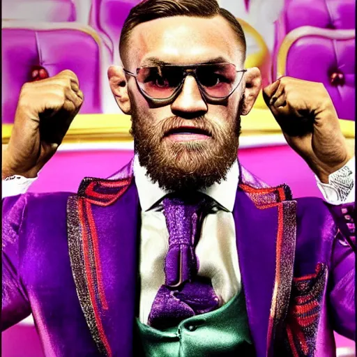 Image similar to conor mcgregor as willy wonka, movie still