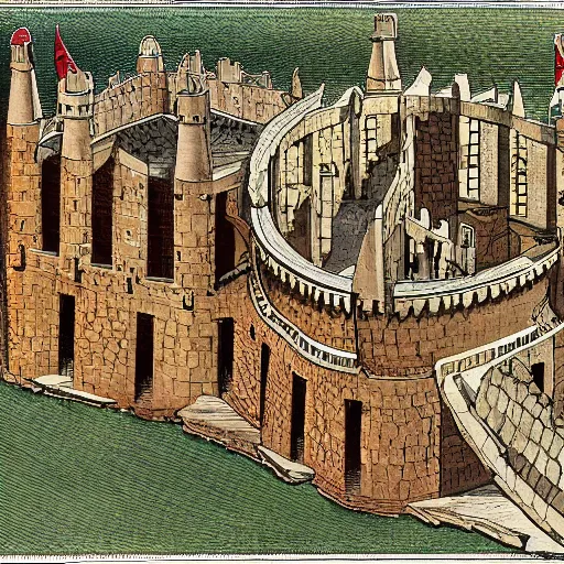 Prompt: cross-section of a medieval castle, encyclopedic illustration, , detailed