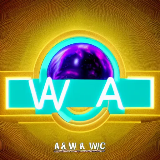 Image similar to a and w vaporwave logo, digital art, cosmic, 3 d high definition, trending on art station, photorealistic, high resolution, 8 k, octane, hyper detailed, insane details, intricate, elite, ornate, elegant trend, highly detailed and intricate, sharp focus, photography, unreal engine