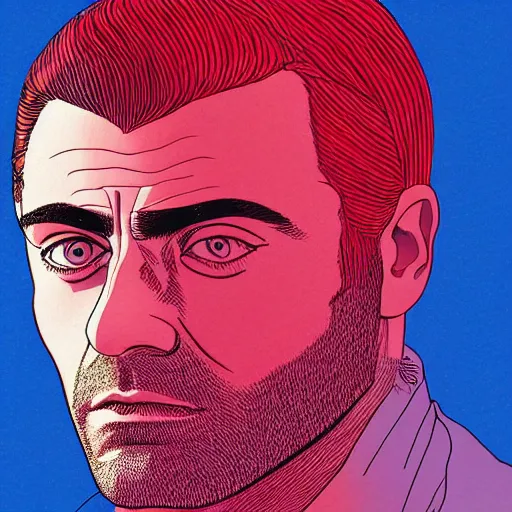 Image similar to oscar isaac retro minimalist portrait by moebius, detailed illustration, crisp lines, jean giraud moebius comic illustration, 8 k