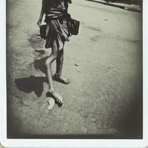 Prompt: 3 5 mm vintage polaroid picture of a nepali girl in the street of kathmandu, posing for playboy photoshoot