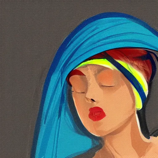 Image similar to color sketch of a woman wearing a TV over her head, trending on artstation