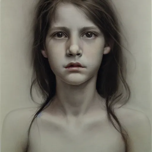 Prompt: hyperrealist portrait photo of a young gynoid by sally mann and alan lee, fantasy, photo realistic, dynamic lighting, artstation, poster, volumetric lighting, very detailed faces, award winning, full face, symmetry