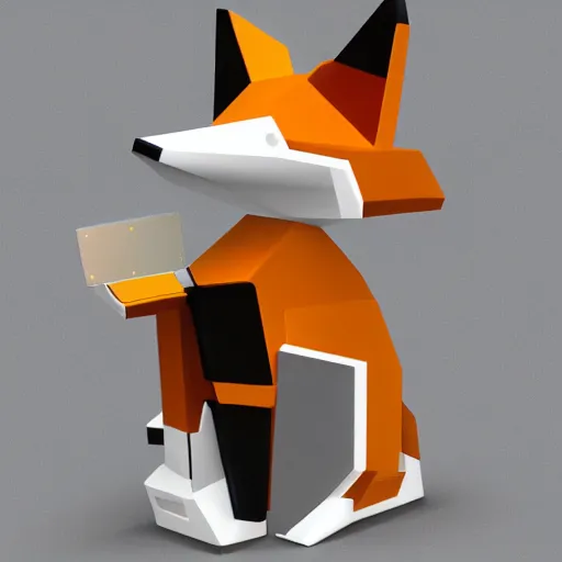 Image similar to a mechanical fox android, hydraulic joints, yellow and white construct, stylised, digital art