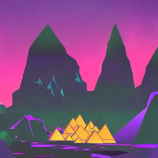 Image similar to a diamond mine, lots of diamonds unearthed, a lights is being reflected all around the dark cave mine, luminous Color’s, synthwave style, concept art.