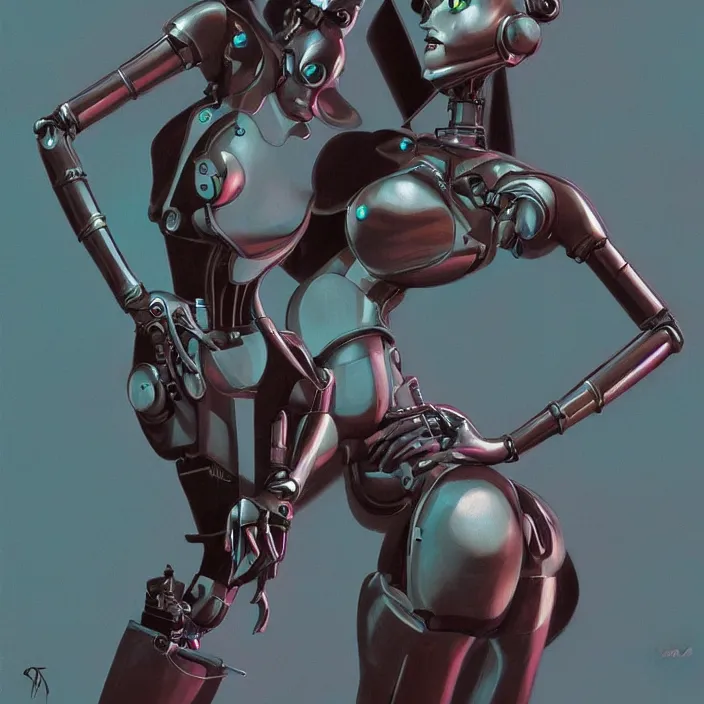 Image similar to dominatrix robot, hyper feminine, detailed, sharp focus, pastel, intricate, realistic, smooth, volumetric lighting, digital painting, by roger dean