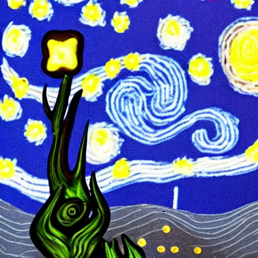 Image similar to claymation starry night, by laika, wallace and grommet