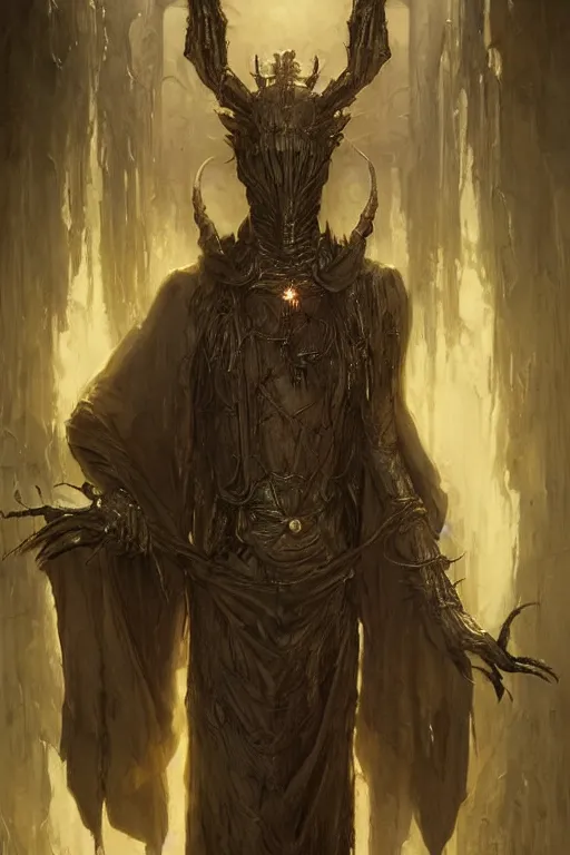 Prompt: evil insect - like sorcerer wearing robes made of human skincaustics, concept art, smooth, sharp focus, by gaston bussiere, bayard wu, giger, maxim, wlop. peter mohrbacher. evil.