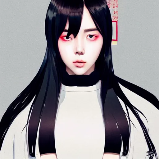 Image similar to a beautiful korean kpop billie eilish alluring instagram model in crop top, by guweiz and wlop and ilya kuvshinov and artgerm, symmetrical eyes, aesthetic, gorgeous, stunning, alluring, attractive, artstation, deviantart, pinterest, digital art