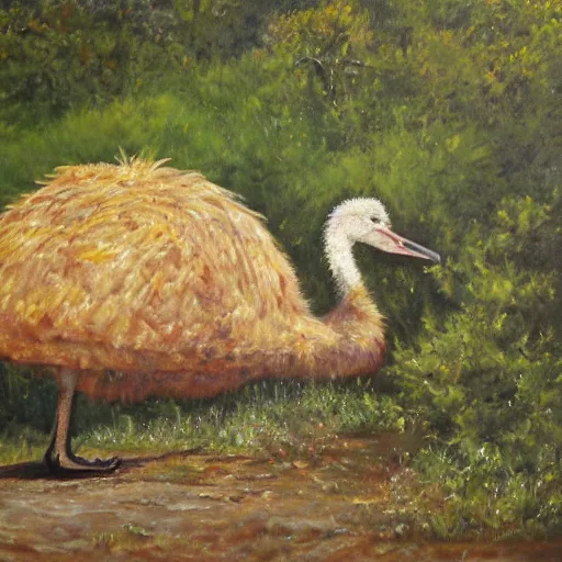 Prompt: oil painting zoo ostrich funeral