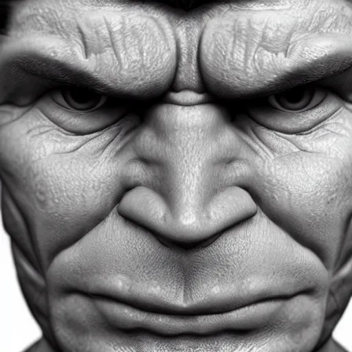 Image similar to detailed 3d render of the incredible hulks face, eric bana, lifelike textures and realistic hair, extreme close detail, high resolution, fine character detail