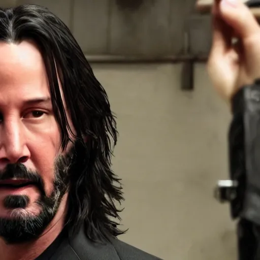 Image similar to Keanu Reeves in Sons of anarchy very detail4K quality super realistic