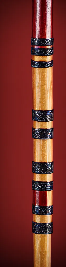 Image similar to picture of a single wooden long straight thin ninja fighting staff with oriental ornaments, weapon, highlight, vertical, centred, highly symmetric, sci - fi, fantasy, japan, dnd, close shot, bright uniform background, award winning, 8 k