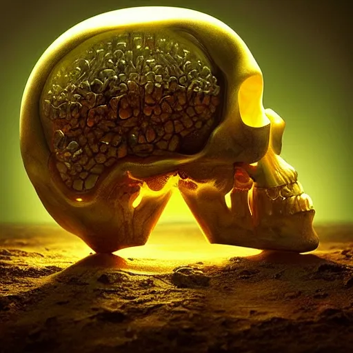 Prompt: Translucent Martian Crystal skull by Tomasz Alen Kopera, hyper realistic, masterpiece