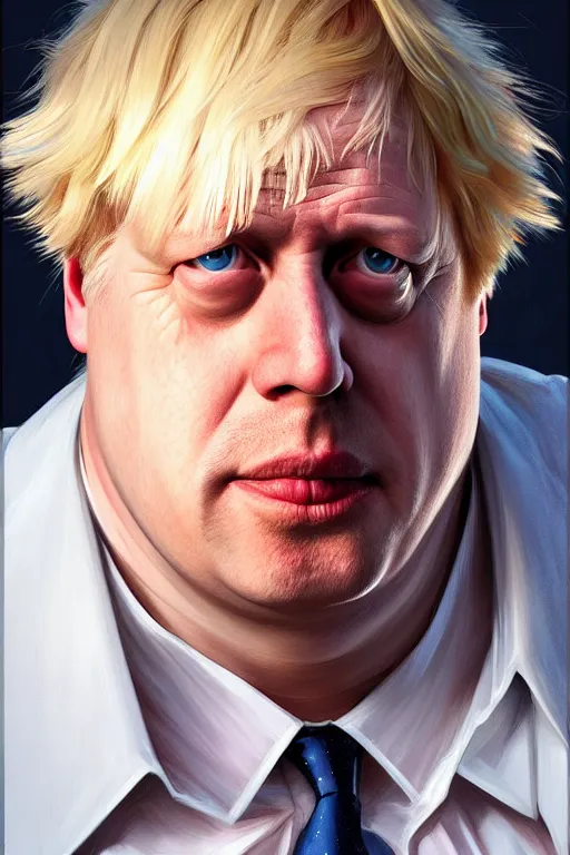 Image similar to Boris Johnson as a Family Guy character, realistic portrait, symmetrical, highly detailed, digital painting, artstation, concept art, smooth, sharp focus, illustration, cinematic lighting, art by artgerm and greg rutkowski and alphonse mucha