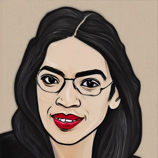 Image similar to a picture of alexandria ocasio cortez in the art style of sakimichan