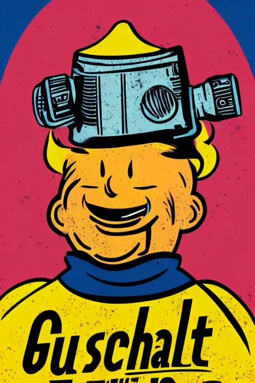 Image similar to fallout 7 6 retro futurist illustration art by butcher billy, sticker, colorful, illustration, highly detailed, simple, smooth and clean vector curves, no jagged lines, vector art, smooth andy warhol style