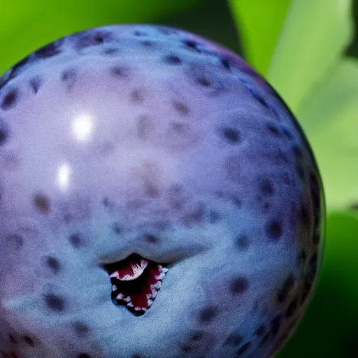 Prompt: a spherical blueberry dragon, photo, 8k