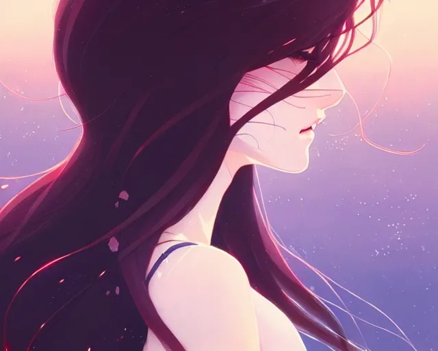 Image similar to a ultradetailed beautiful panting of rin tohsaka with flowing hair, by conrad roset, greg rutkowski and makoto shinkai, trending on artstation