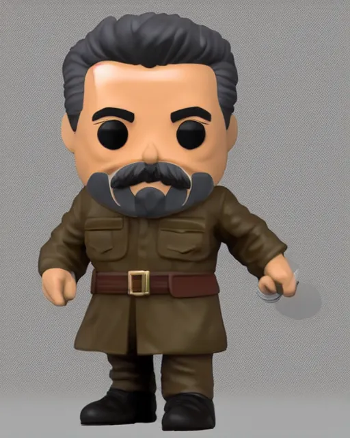 Image similar to full body 3d render of joseph stalin as a funko pop, studio lighting, white background, blender, trending on artstation, 8k, highly detailed