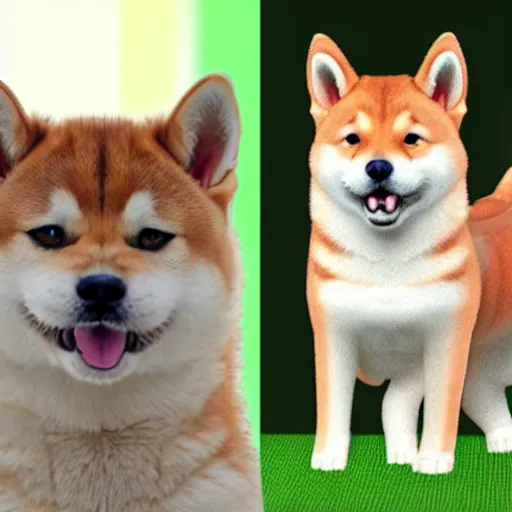 Image similar to Shiba inu morphed with a tabby cat, realistic photo