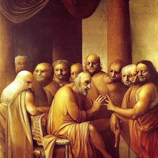 Image similar to a beautiful painting of donald trump being one of the consultants in an indian scam center, by leonardo da vinci, ultra - detailed, 8 k