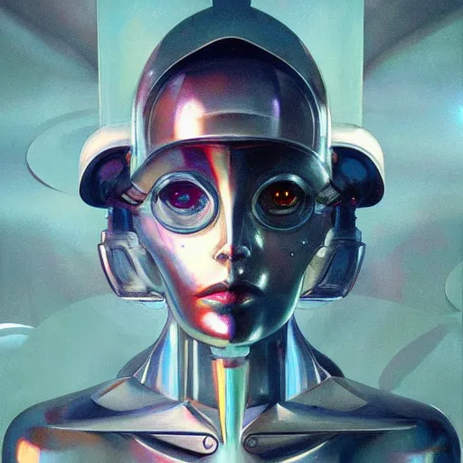 Image similar to scifi futurism automaton minimalism chrome by peter mohrbacher art Hajime Sorayama airbrush hyperrealism model abstract shatter fragments cubism futurism pastel blue soft flat minimal minimalism portrait face jackson pollock