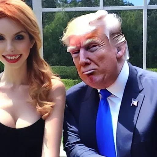Prompt: donald trump taking a selfie with Amouranth