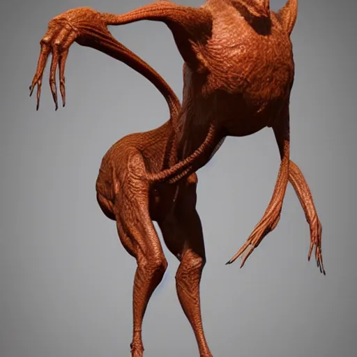 Image similar to a very strange looking animal with very long legs, concept art by jason a. engle, featured on zbrush central, photorealism, zbrush, lovecraftian, hard surface modeling