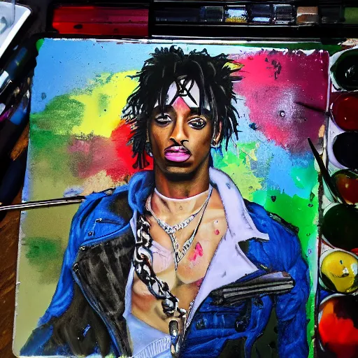 Image similar to playboi carti painted by abney park 4 k detailed super realistic