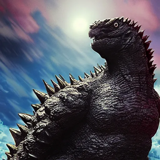 Prompt: godzilla by hideaki anno, hyperrealistic, artstation