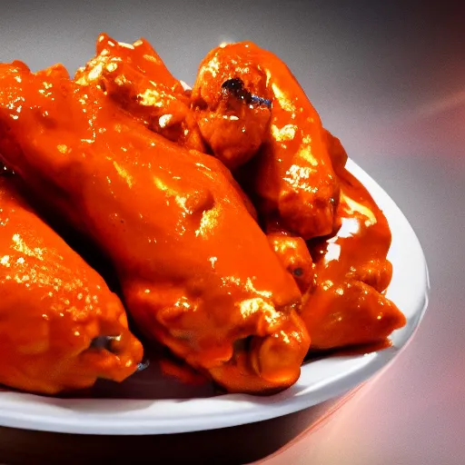 Prompt: buffalo chicken wings, 4 k, high definition, realistic, cinematic, centered