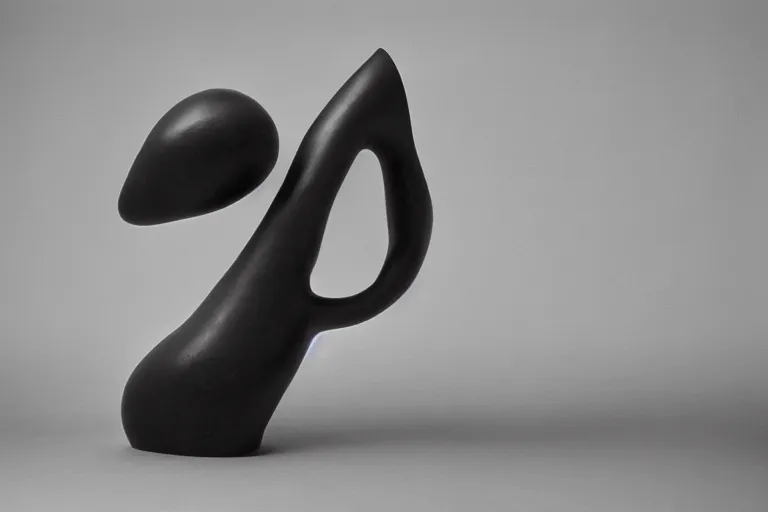 Image similar to a black and white photo of a sculpture, an abstract sculpture by jean arp and isamu noguchi, zbrush central, precisionism, henry moore, marble sculpture, biomorphic