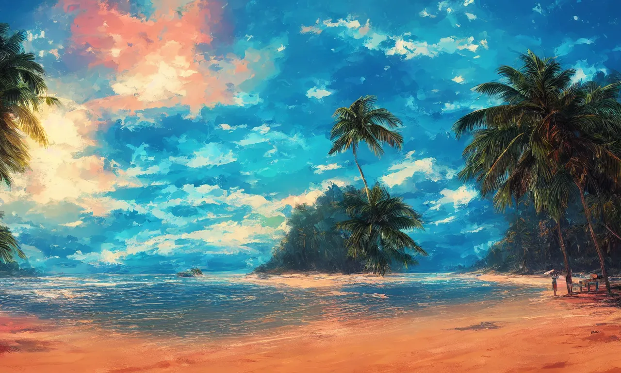 Image similar to paradise beach by alena aenami artworks in 4 k