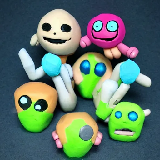 Prompt: claymation style monsters binding of isaac