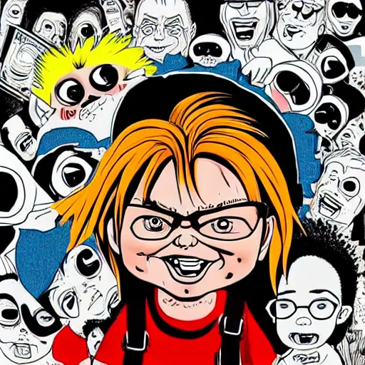 Image similar to chucky finster in the cover art of nas'illmatic